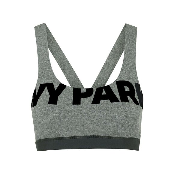 IVY PARK Sports Bra Womens Small Strappy Mesh Gray Black Logo Medium Support New - Picture 3 of 12